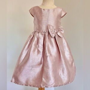 Elegant Pink lurex girls Dress with bow Easter or flower girl size 6